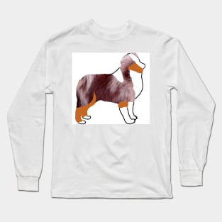 miniature american shepherd red merle silhouette Long Sleeve T-Shirt